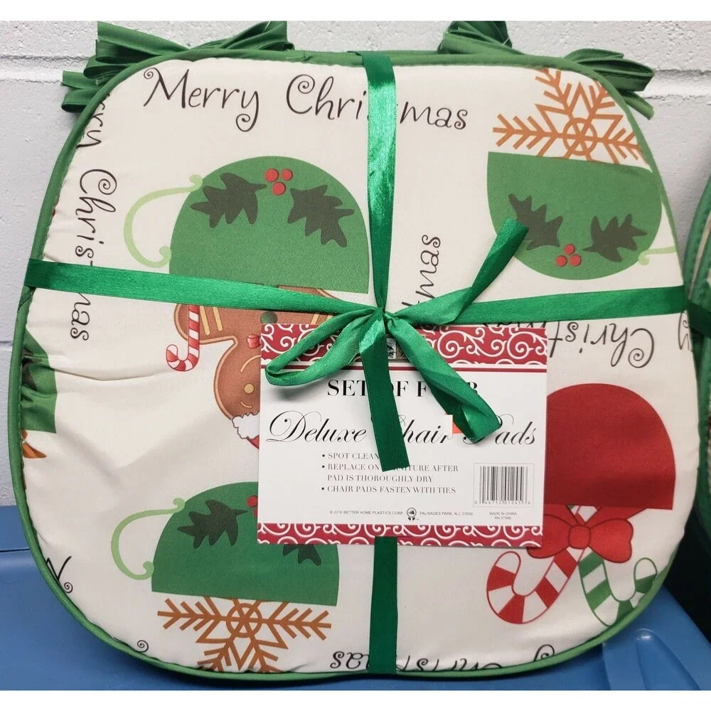 SET OF 4 CHAIR CUSHION PADS w/ties, 15x15